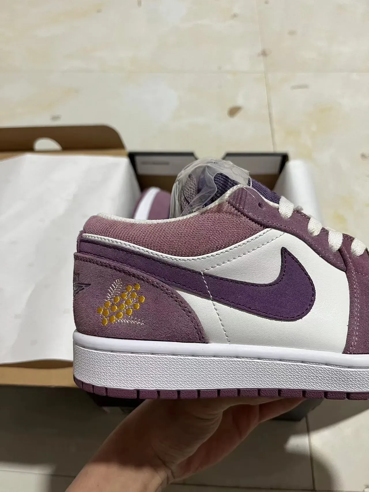 Nike Air Jordan 1 Low Purple and White Lifestyle Sneakers 6