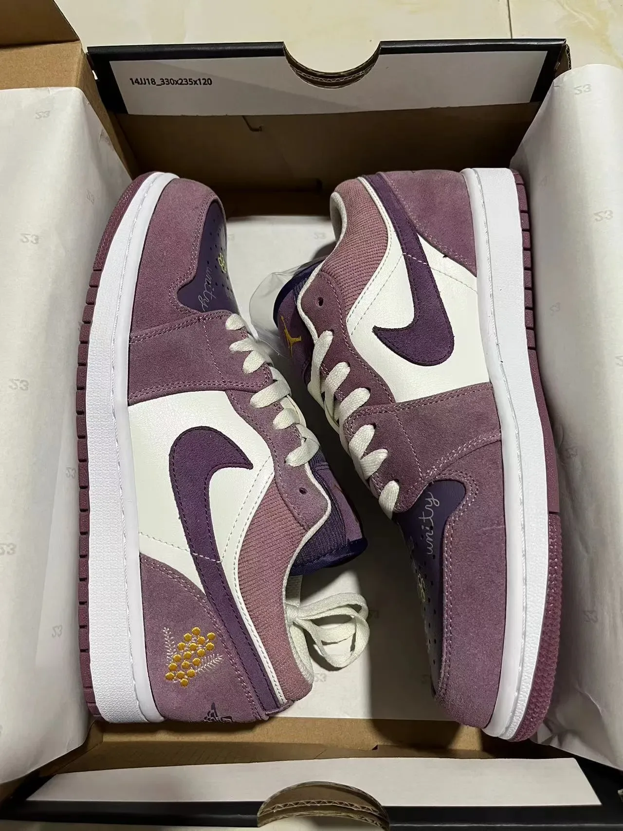 Nike Air Jordan 1 Low Purple and White Lifestyle Sneakers 7