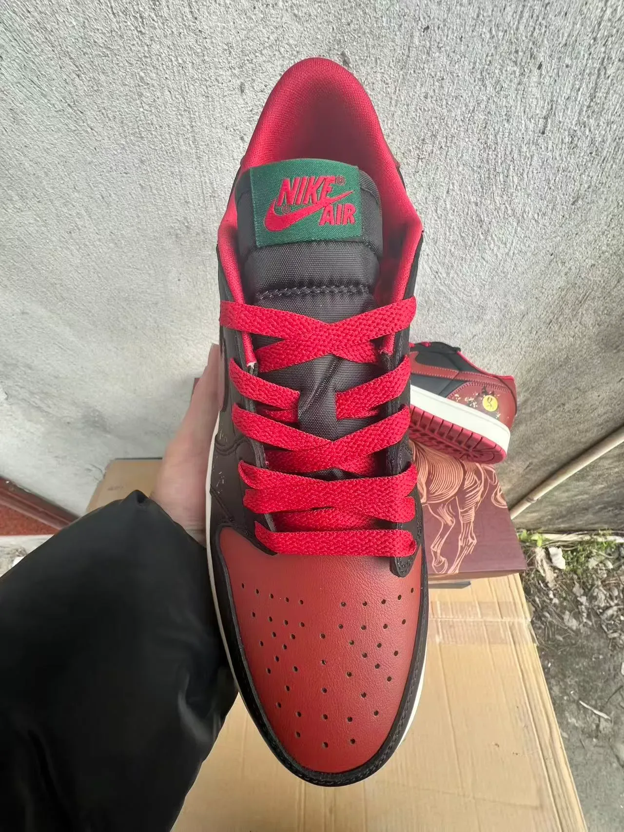 Nike Air Jordan 1 Low Red Black White Gold Graphic Lifestyle Sneakers 3