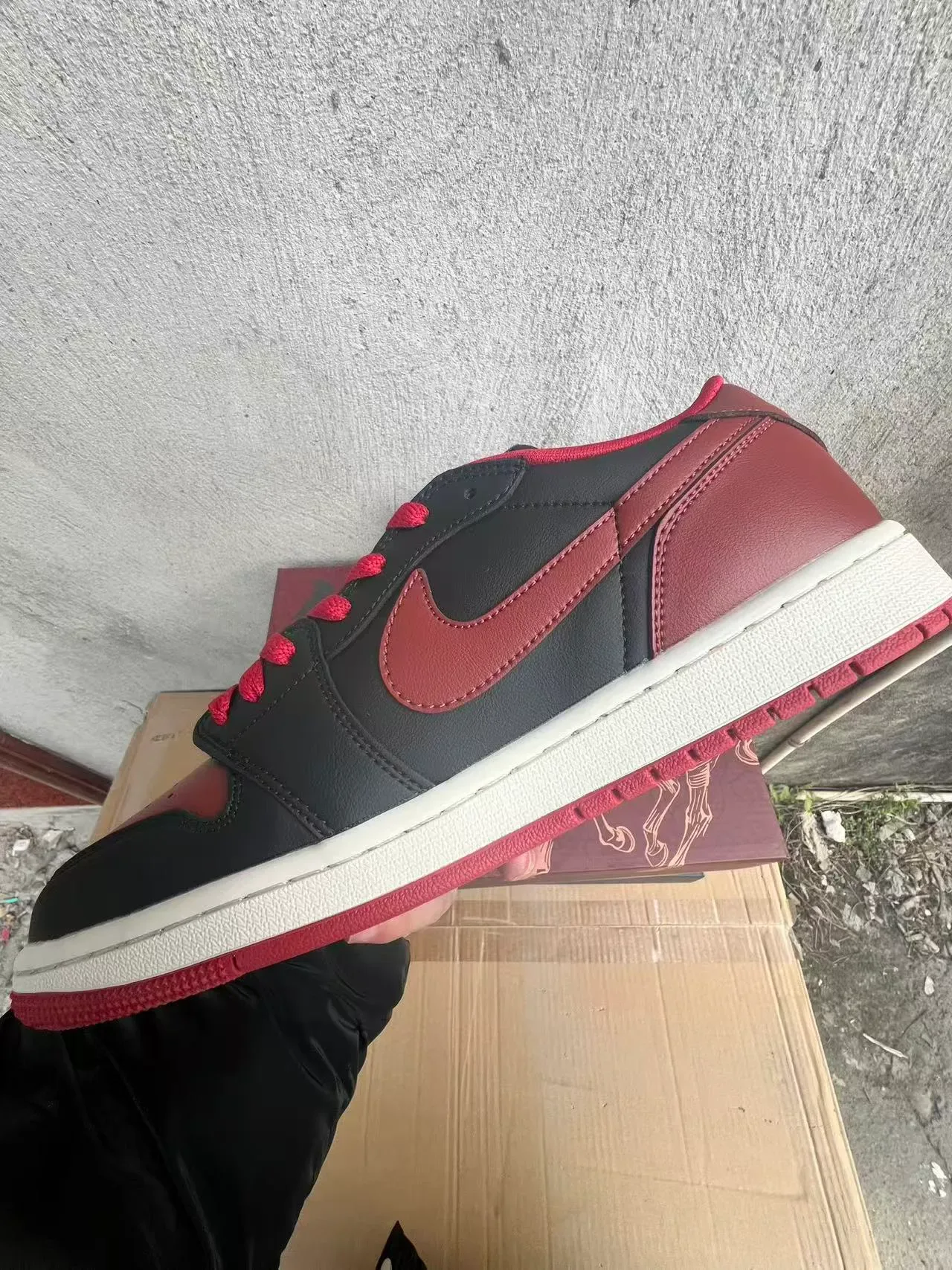 Nike Air Jordan 1 Low Red Black White Gold Graphic Lifestyle Sneakers 5