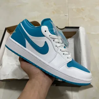 Nike Air Jordan 1 Low White and Blue Lifestyle Sneakers