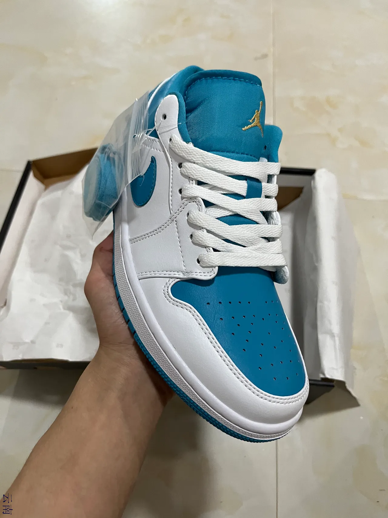 Nike Air Jordan 1 Low White and Blue Lifestyle Sneakers 2