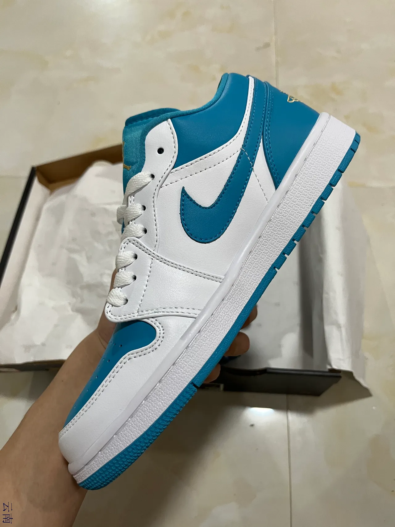 Nike Air Jordan 1 Low White and Blue Lifestyle Sneakers 4