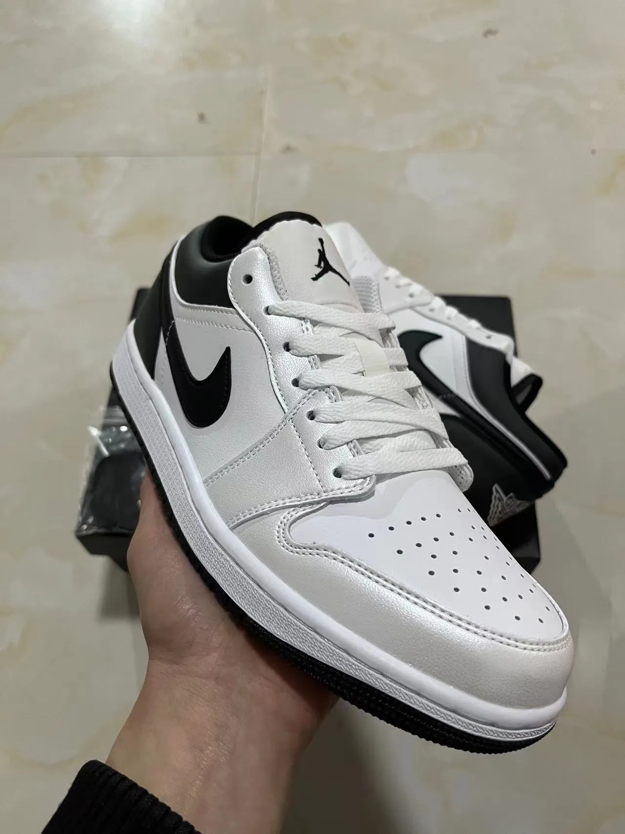 Nike Air Jordan 1 Low White Black Lifestyle Sneakers 2