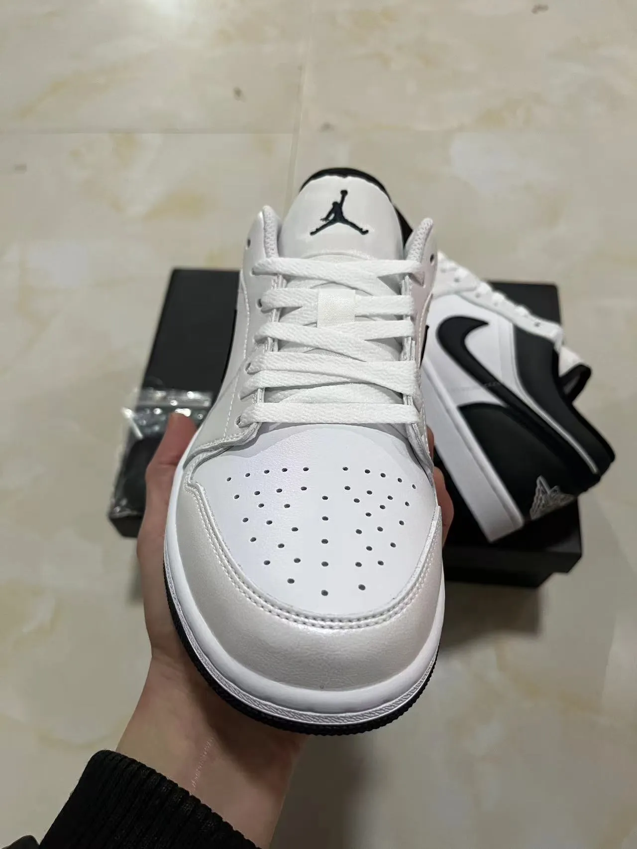 Nike Air Jordan 1 Low White Black Lifestyle Sneakers 3