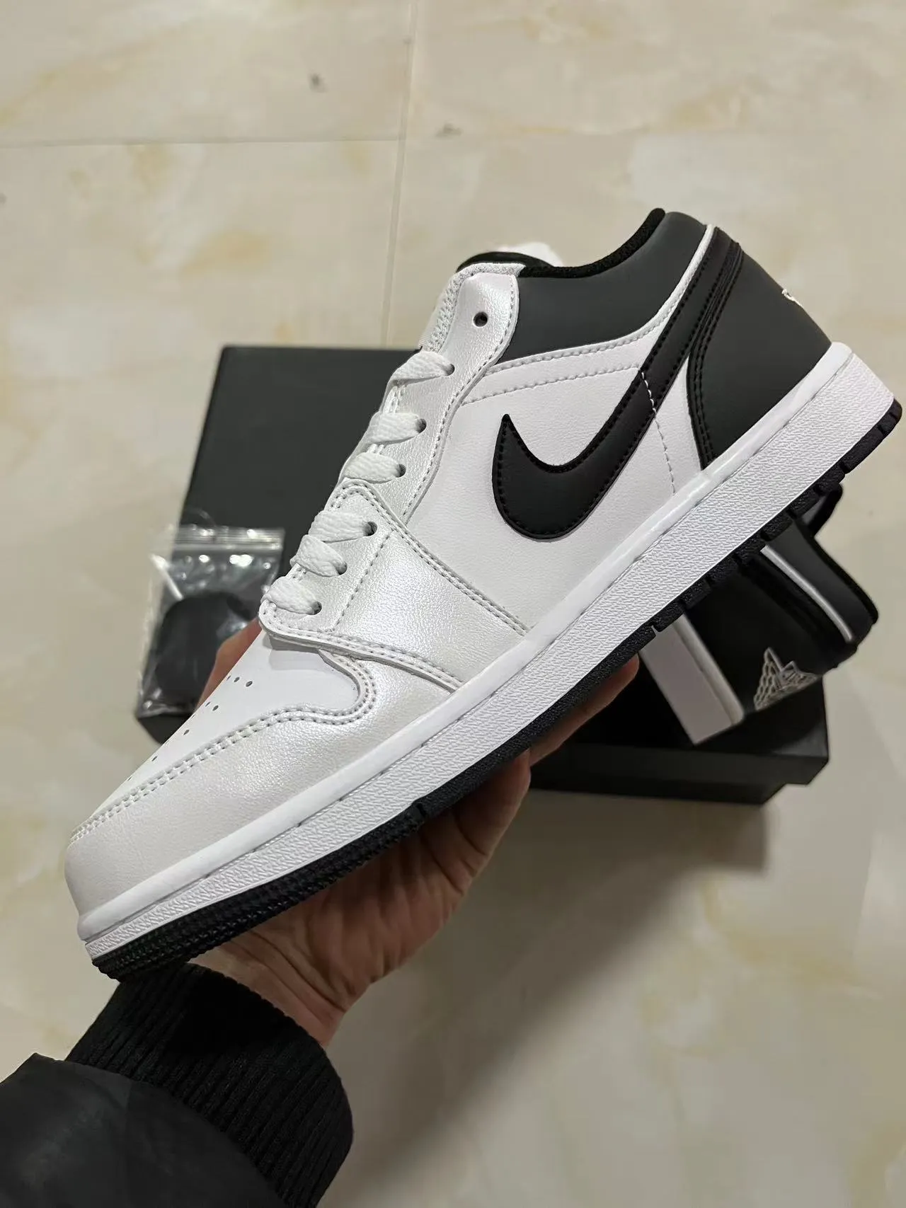 Nike Air Jordan 1 Low White Black Lifestyle Sneakers 5