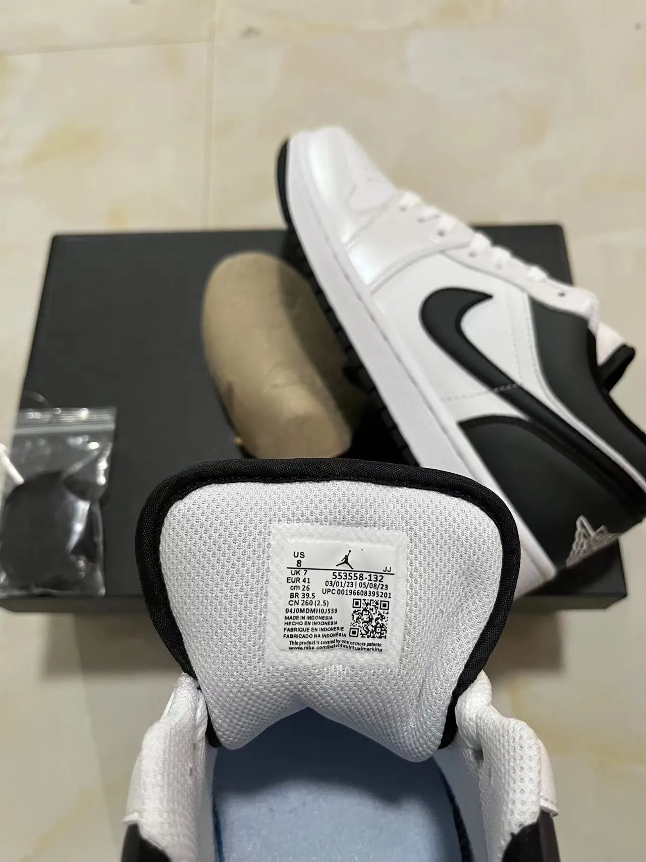 Nike Air Jordan 1 Low White Black Lifestyle Sneakers 9