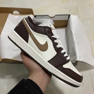 Nike Air Jordan 1 Low White Brown Tan Lifestyle Sneakers
