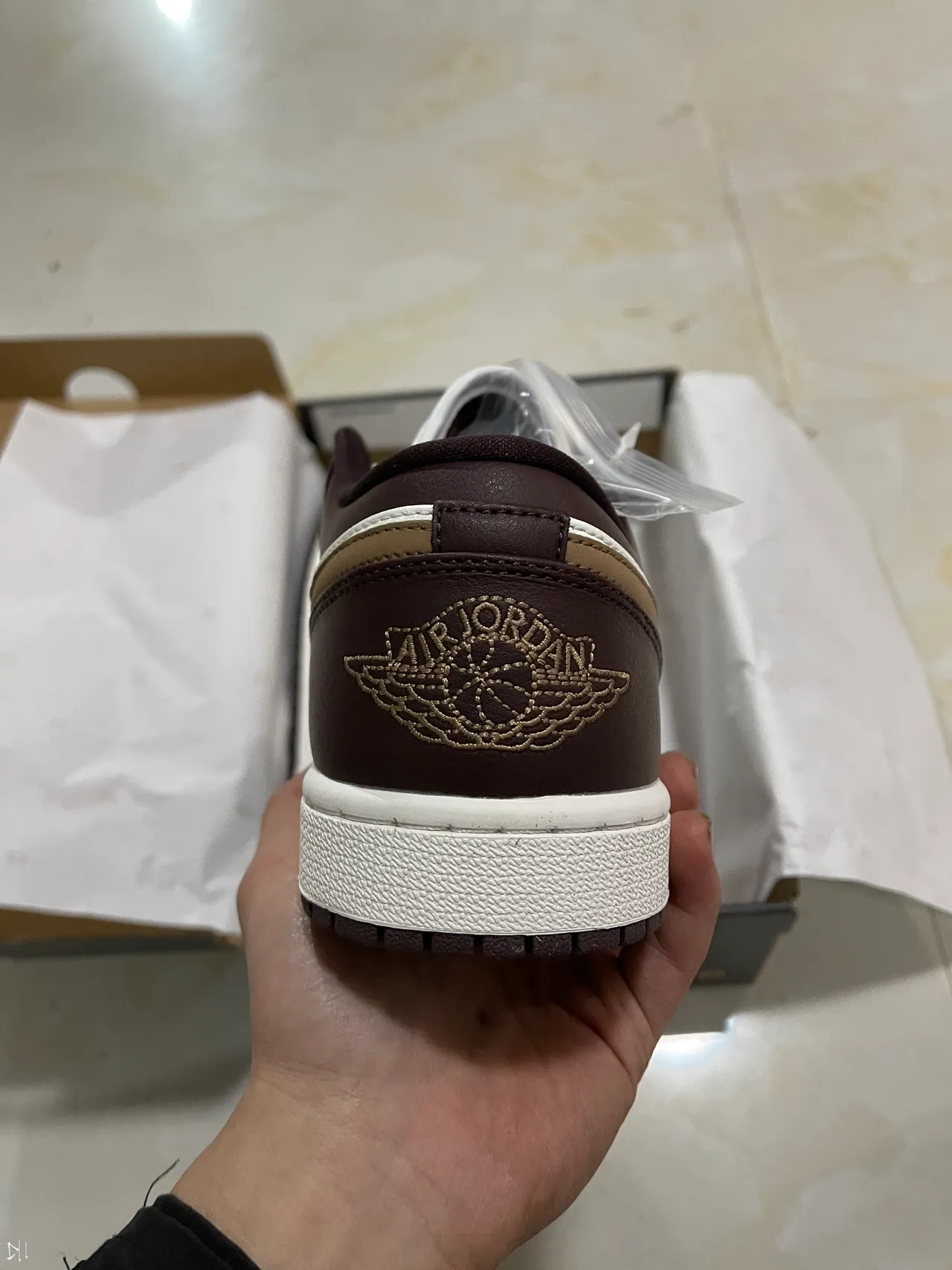 Nike Air Jordan 1 Low White Brown Tan Lifestyle Sneakers 6
