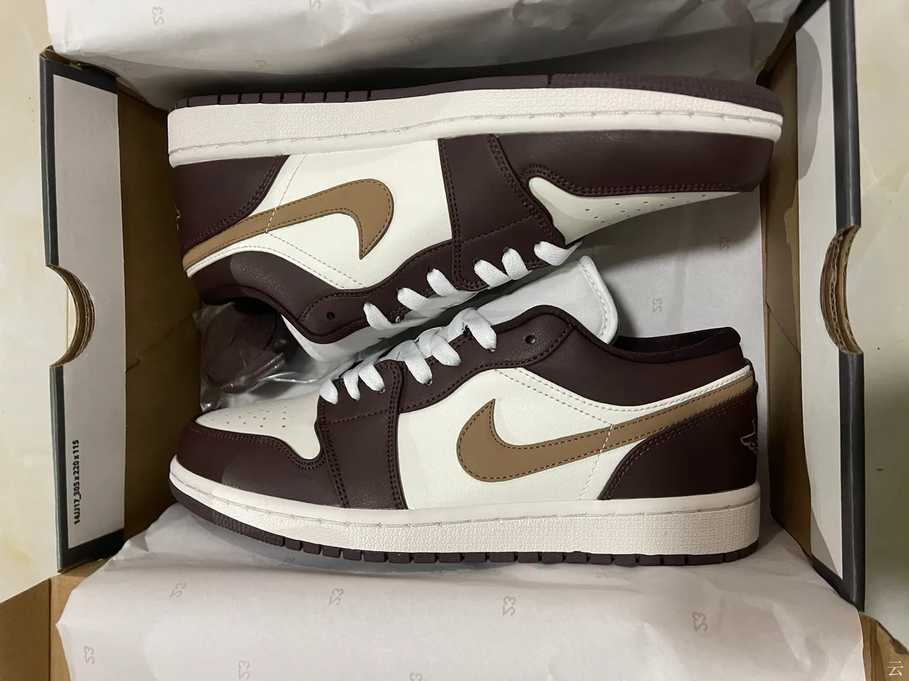 Nike Air Jordan 1 Low White Brown Tan Lifestyle Sneakers 7