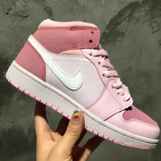 Nike Air Jordan 1 Mid Pink and White Lifestyle Sneakers