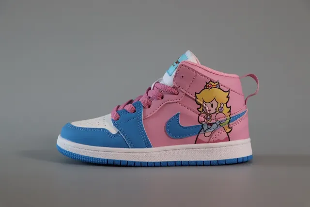 Nike Air Jordan 1 Pink Blue High-Top Padded Collar Basketball Shoes 20
