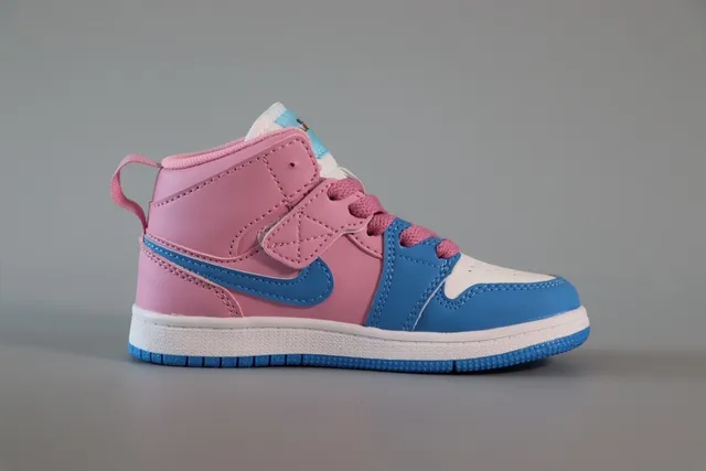 Nike Air Jordan 1 Pink Blue High-Top Padded Collar Basketball Shoes 21