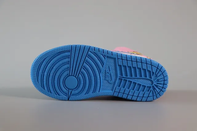 Nike Air Jordan 1 Pink Blue High-Top Padded Collar Basketball Shoes 22