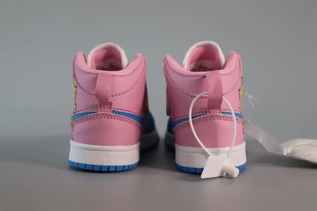 Nike Air Jordan 1 Pink Blue High-Top Padded Collar Basketball Shoes 23