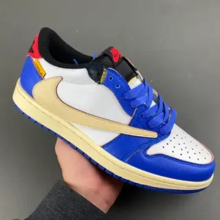 Nike Air Jordan 1 Travis Scott Collaboration Blue White Cream Lifestyle Sneakers