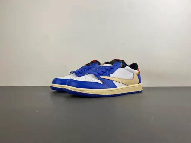 Nike Air Jordan 1 Travis Scott Collaboration Chaussures Lifestyle Bleu Blanc Crème 11