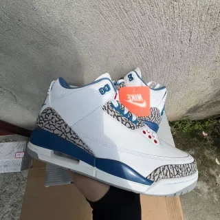 Nike Air Jordan 3 White Royal Blue Elephant Print Basketball Shoes