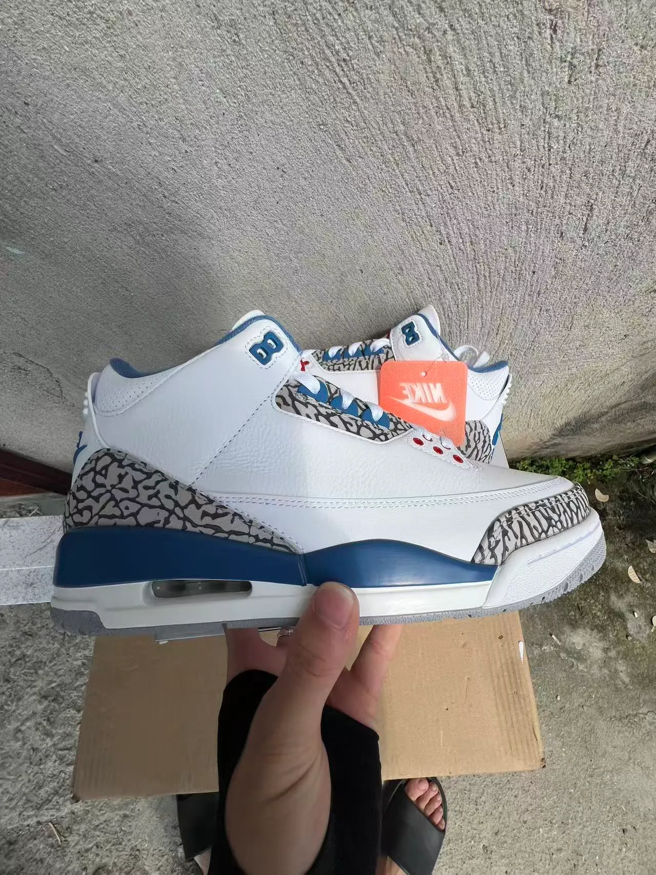 Nike Air Jordan 3 White Royal Blue Elephant Print Basketball Shoes 7