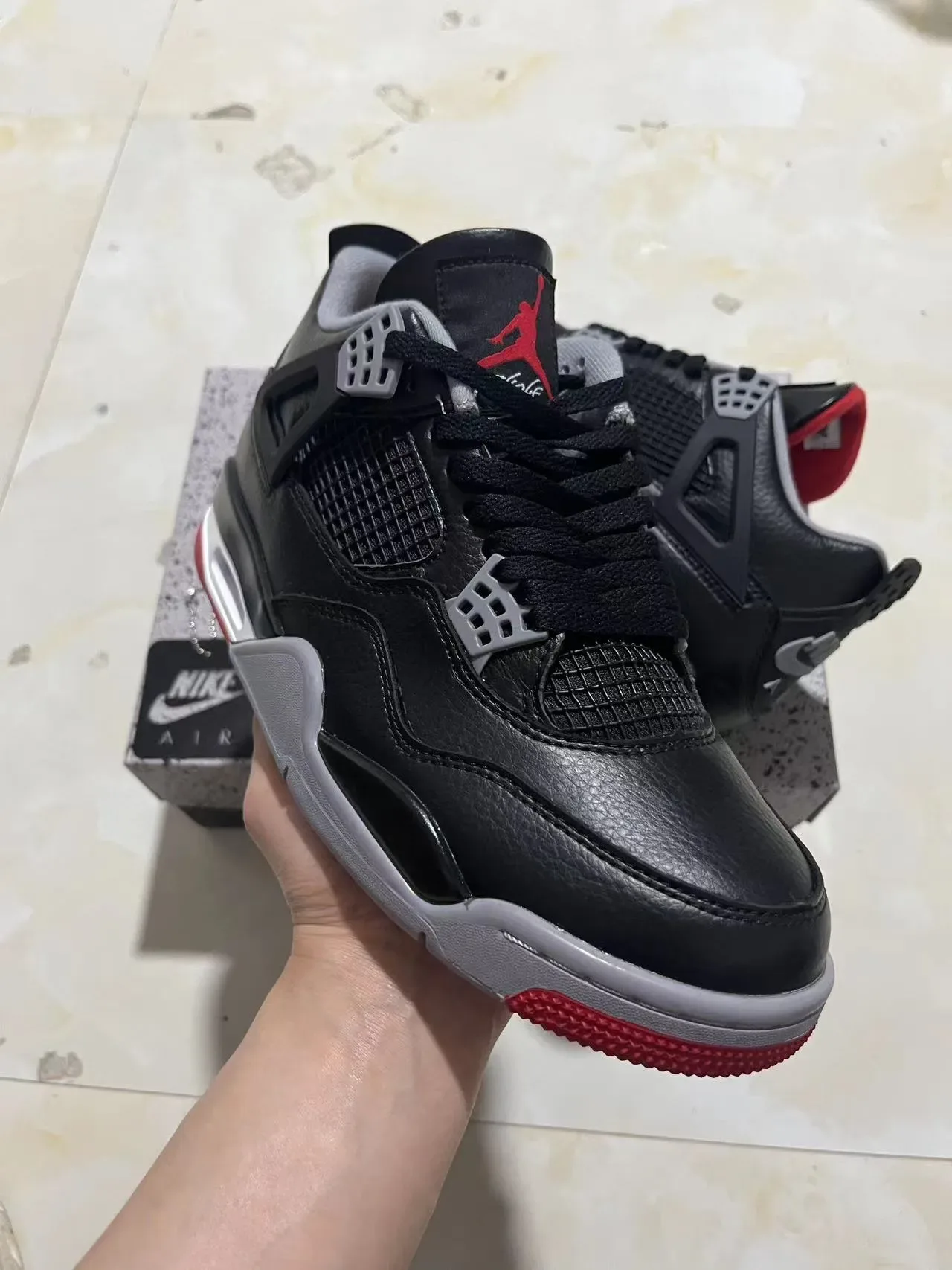 Nike Air Jordan 4 Black Red Gray Chaussures de Basketball 2