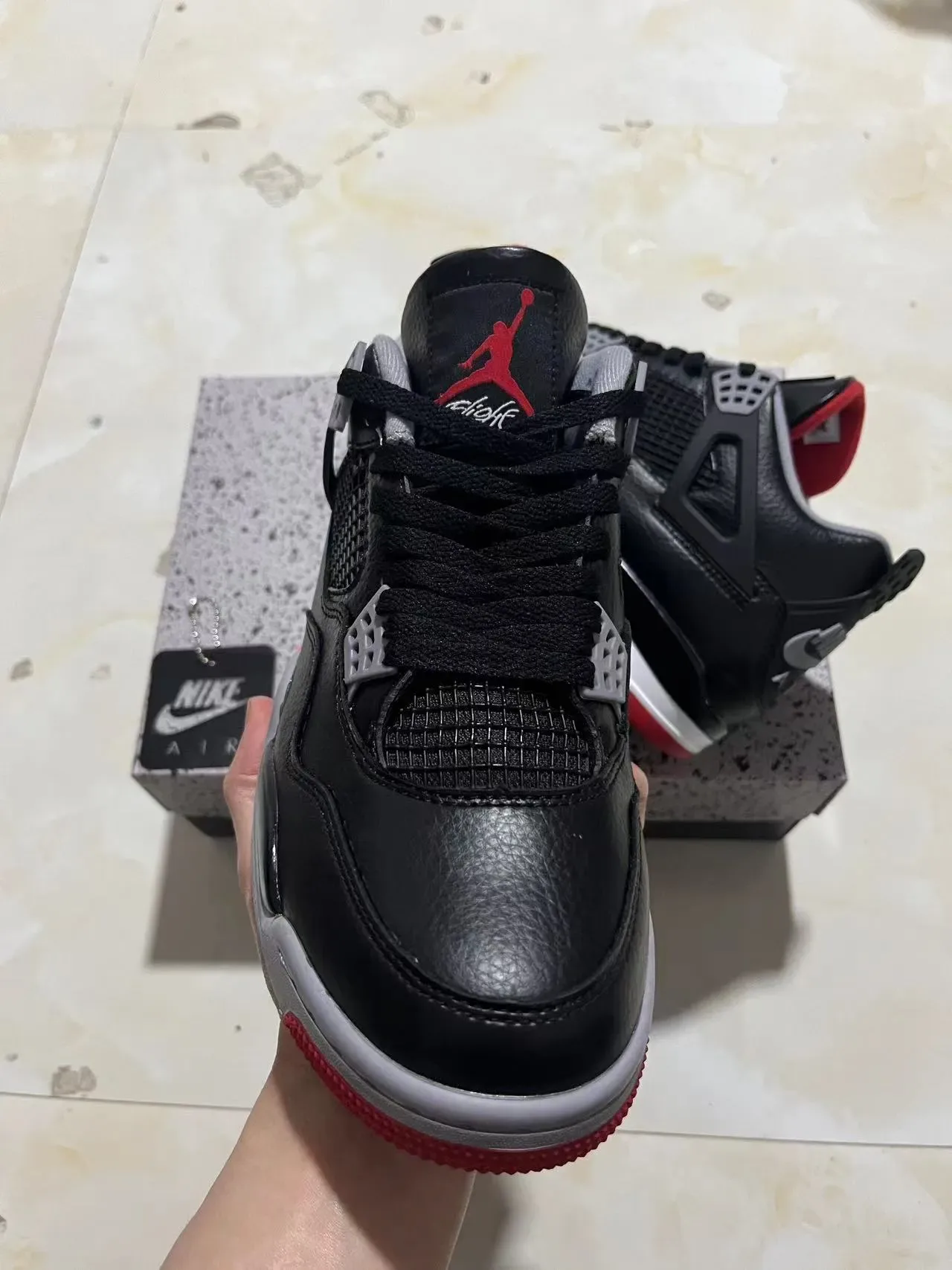 Nike Air Jordan 4 Black Red Gray Chaussures de Basketball 3