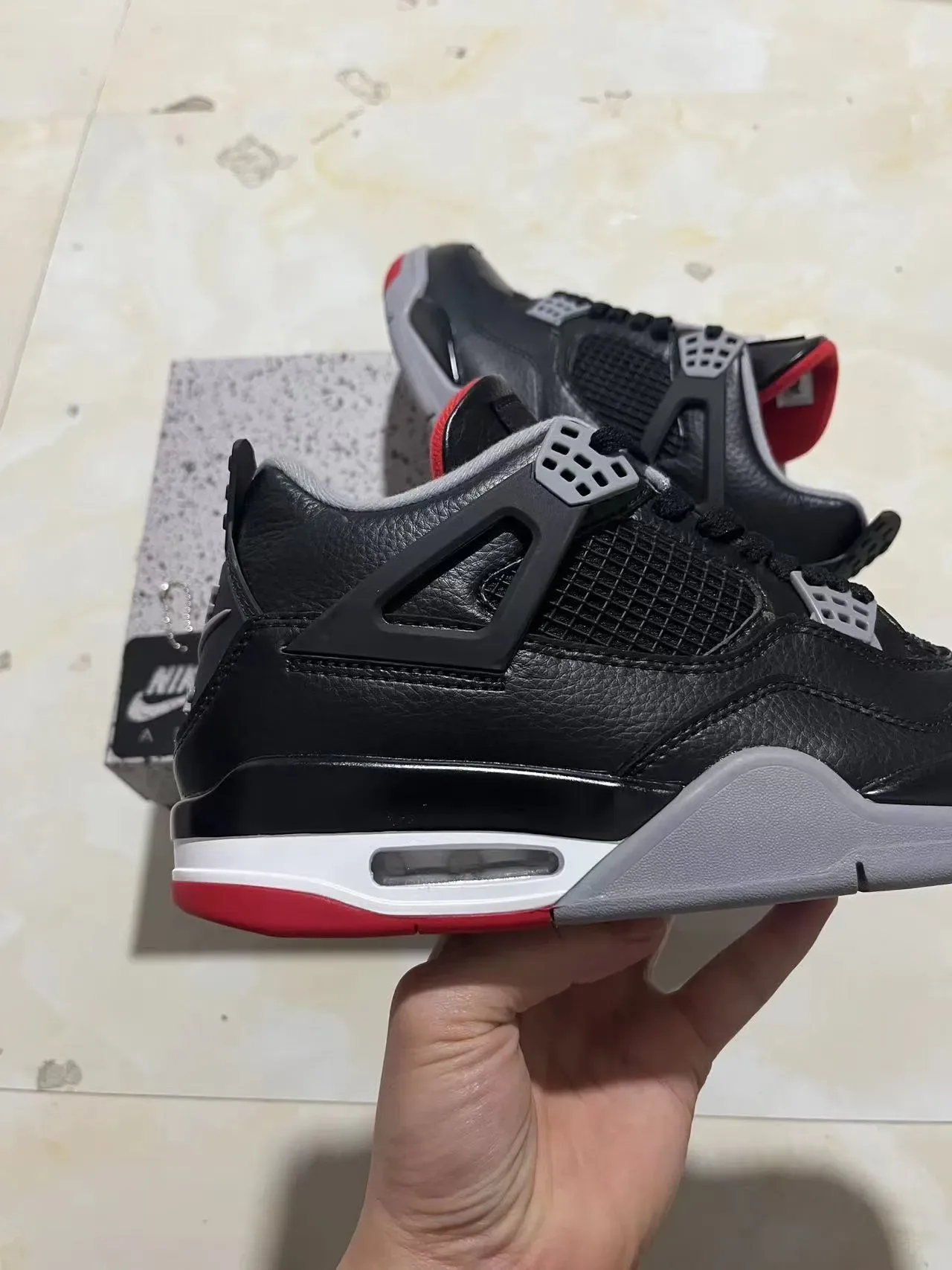 Nike Air Jordan 4 Black Red Gray Chaussures de Basketball 7