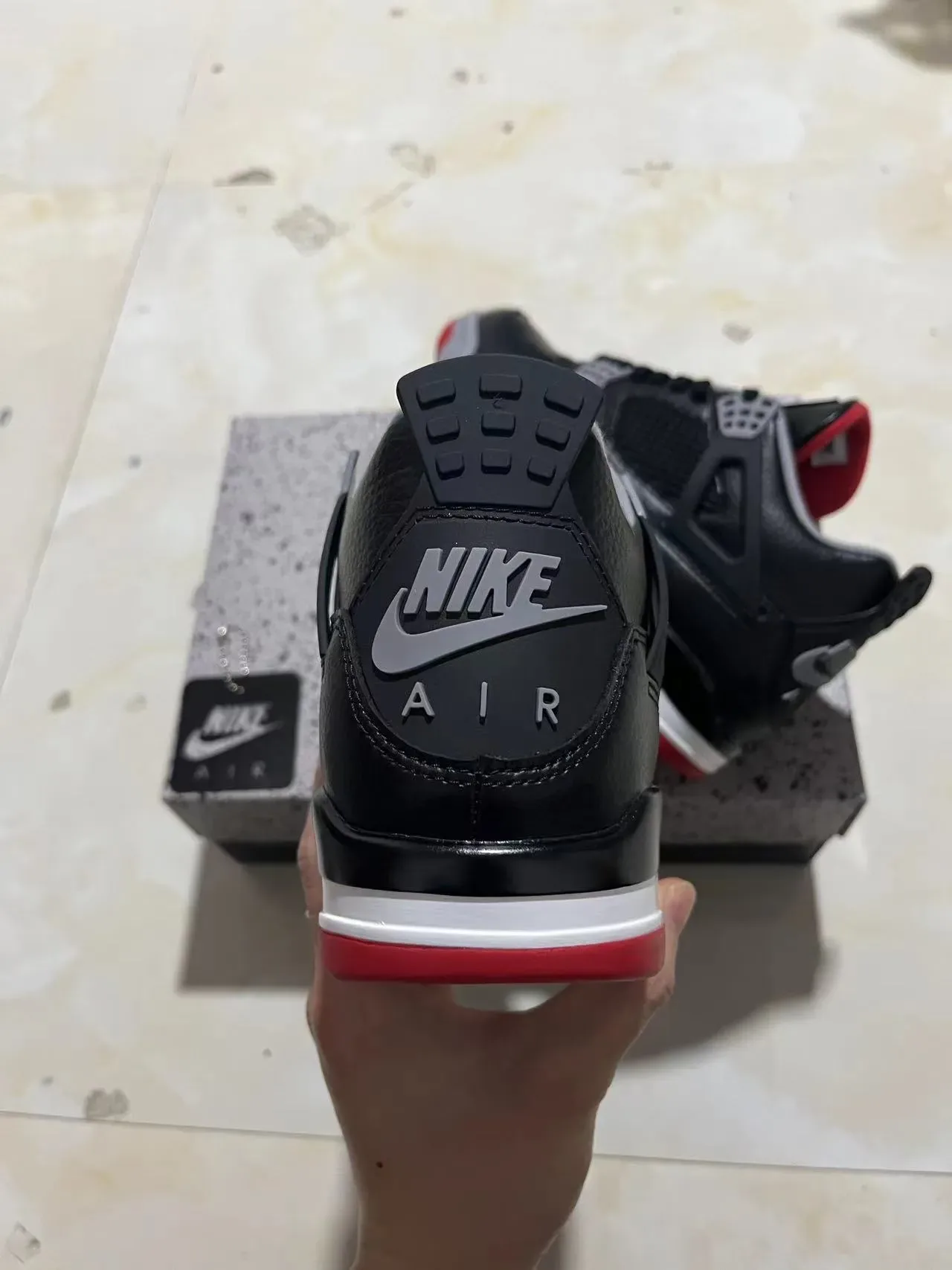 Nike Air Jordan 4 Black Red Gray Chaussures de Basketball 8