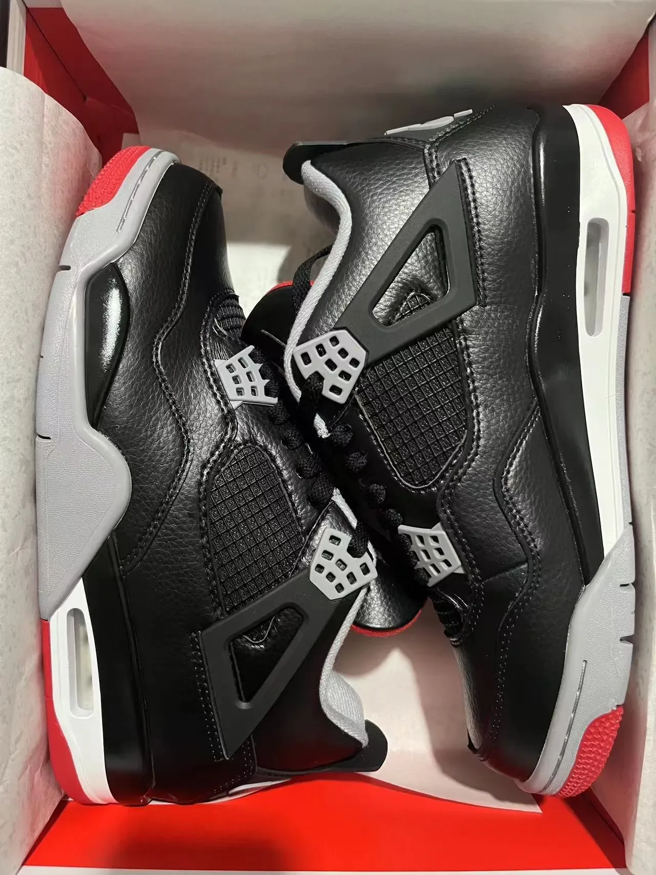 Nike Air Jordan 4 Black Red Gray Chaussures de Basketball 10