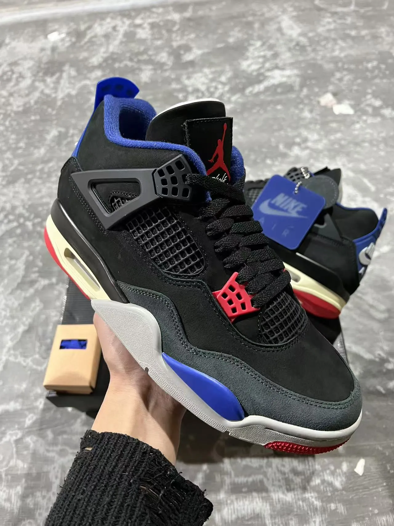 Nike Air Jordan 4 Black Royal Blue Red Basketball Shoes 2