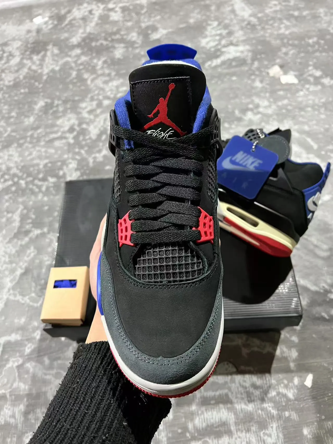 Nike Air Jordan 4 Black Royal Blue Red Basketball Shoes 3