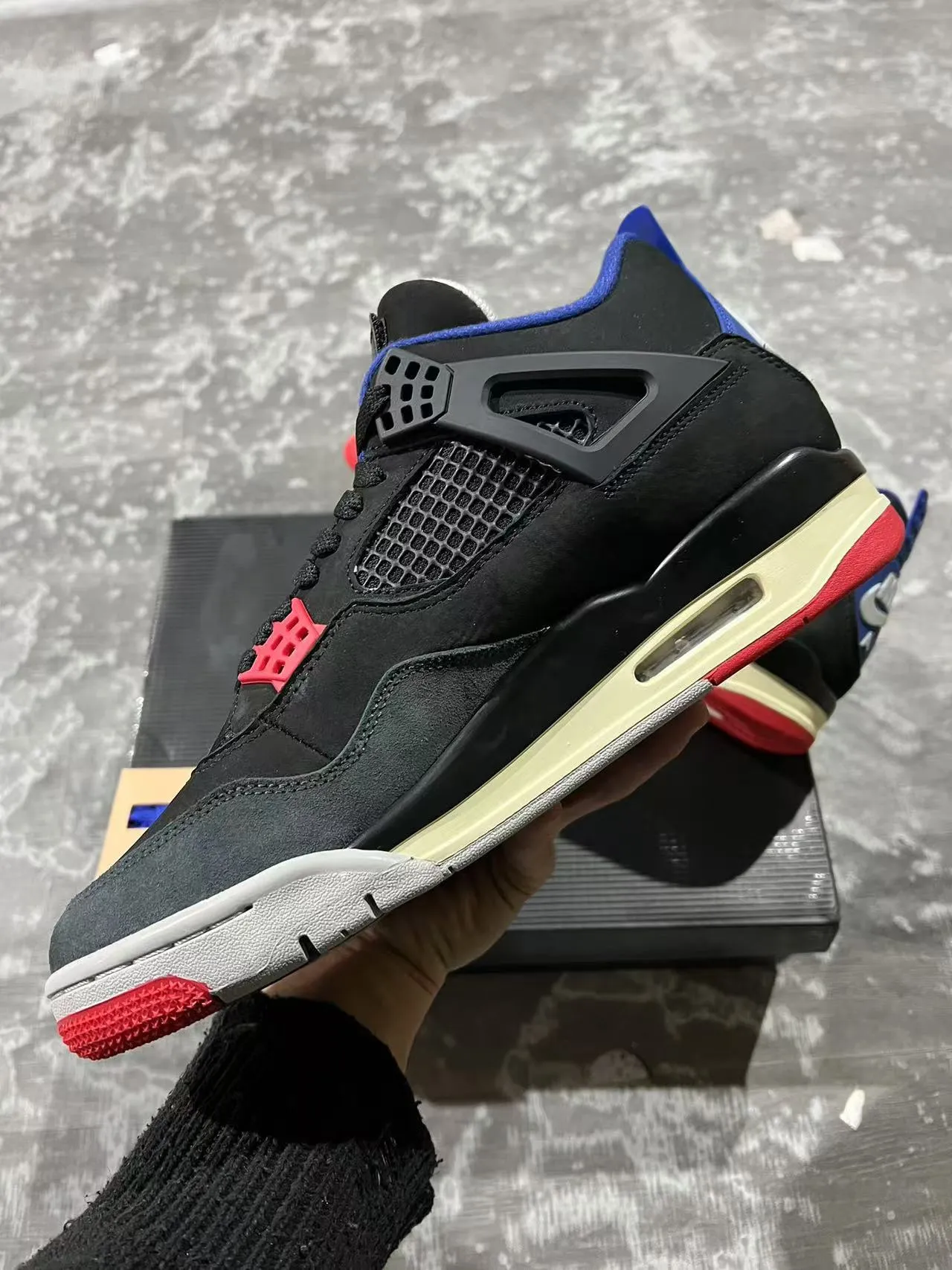 Nike Air Jordan 4 Black Royal Blue Red Basketball Shoes 5