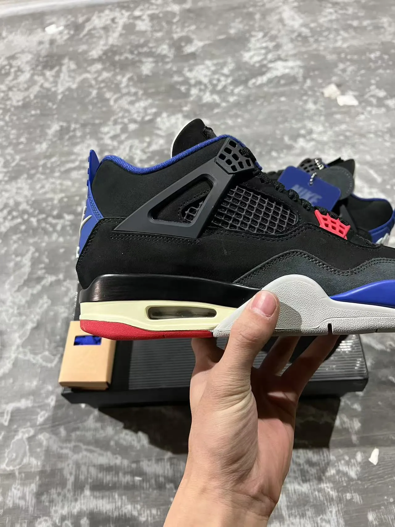 Nike Air Jordan 4 Black Royal Blue Red Basketball Shoes 7
