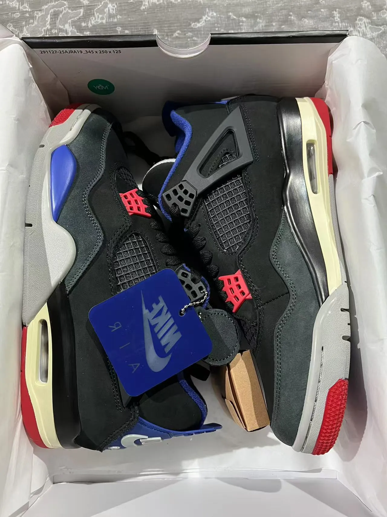 Nike Air Jordan 4 Black Royal Blue Red Basketball Shoes 9