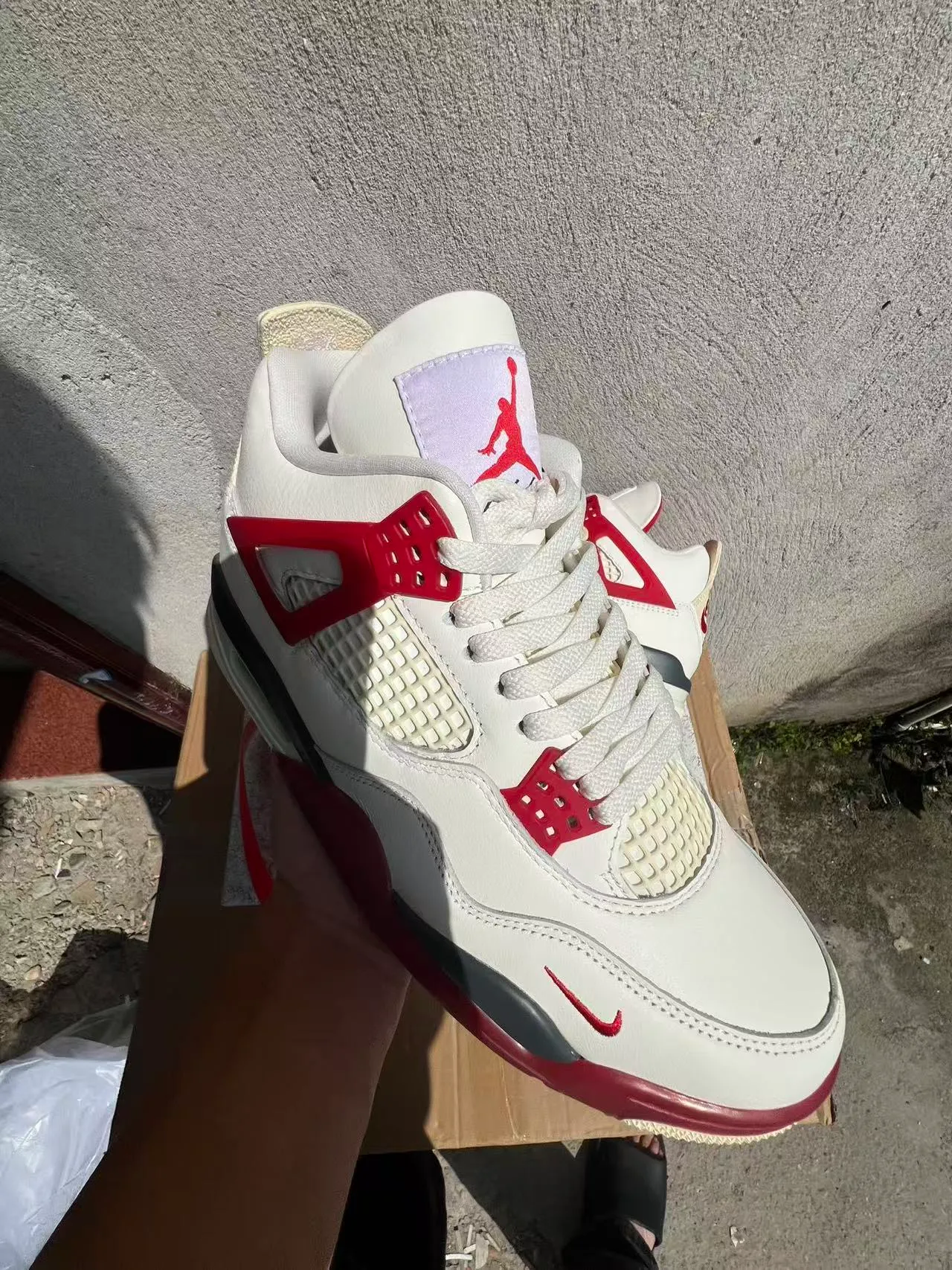 Nike Air Jordan 4 White Red Black Basketball Shoes 2