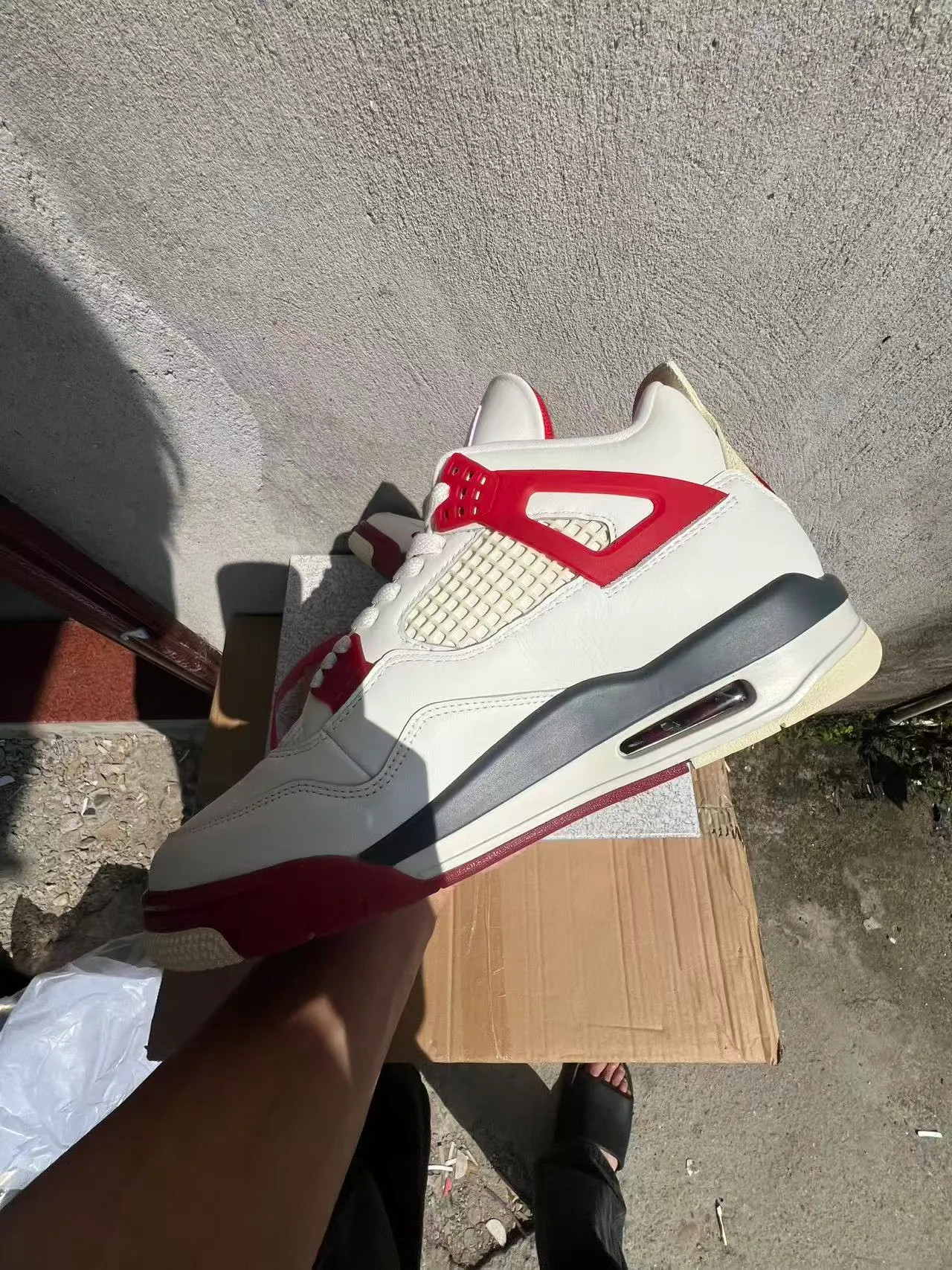 Nike Air Jordan 4 White Red Black Basketball Shoes 5