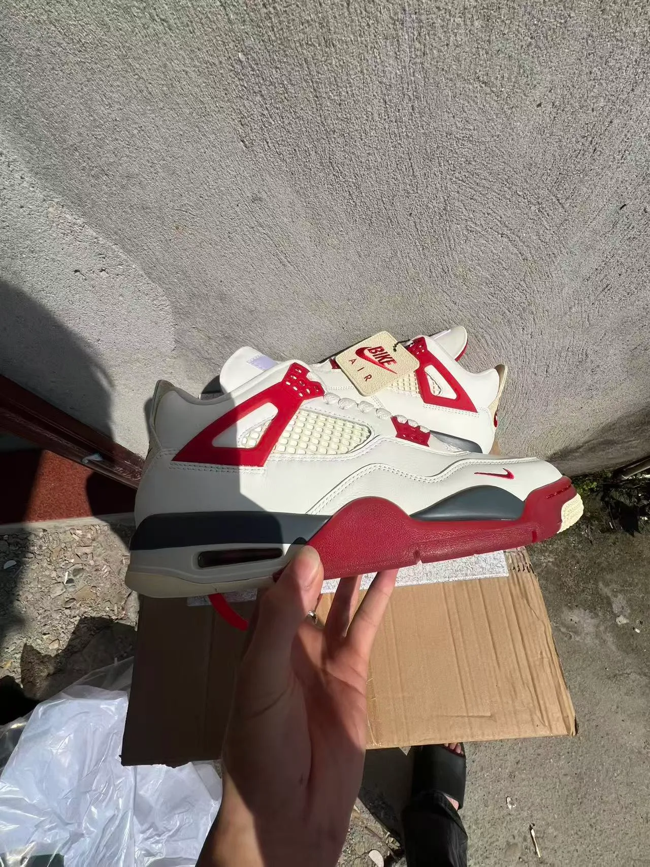 Nike Air Jordan 4 White Red Black Basketball Shoes 7