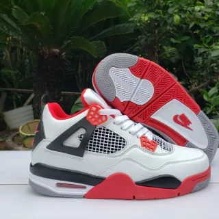 Nike Air Jordan 4 White Red Black Basketball Shoes