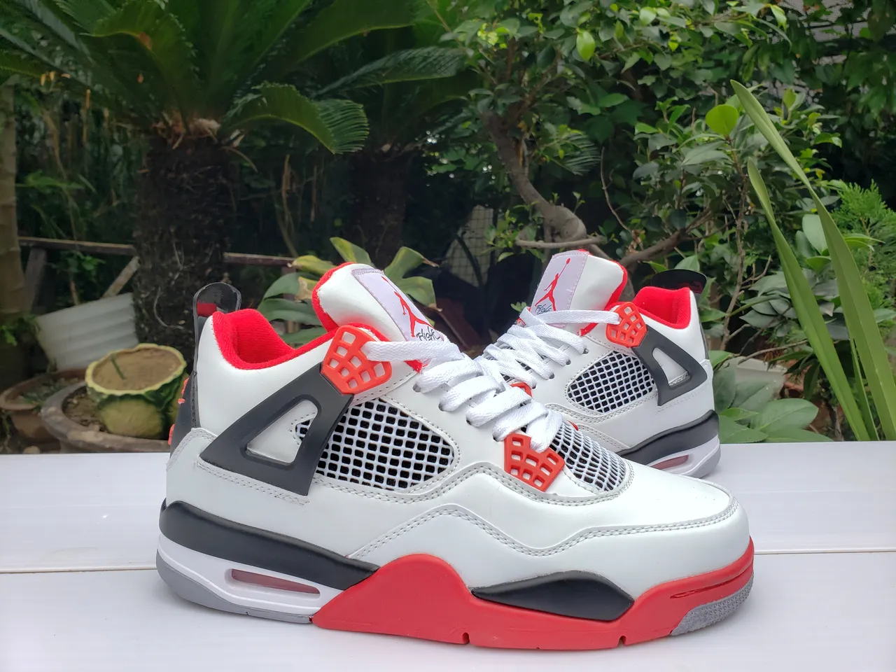 Nike Air Jordan 4 Blanc Rouge Noir Chaussures de Basketball 3