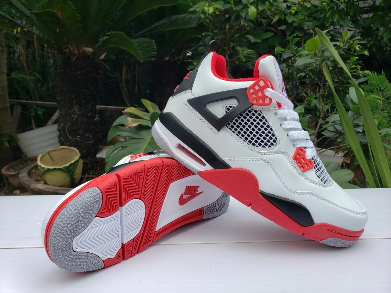 Nike Air Jordan 4 Blanc Rouge Noir Chaussures de Basketball 4