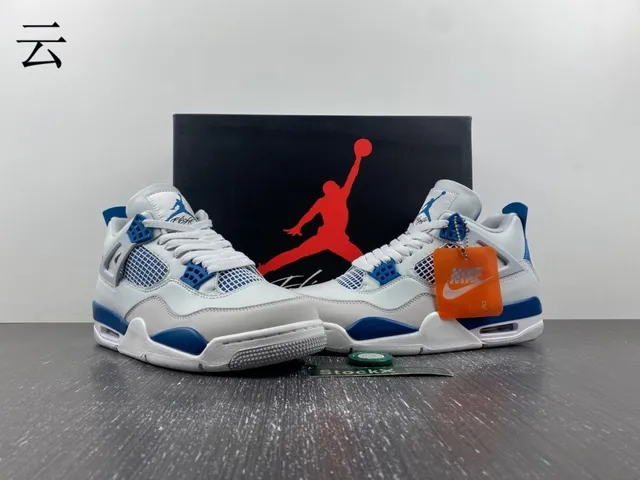 Nike Air Jordan 4 White Royal Blue Basketball Shoes 4