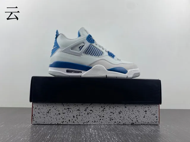Nike Air Jordan 4 White Royal Blue Basketball Shoes 15