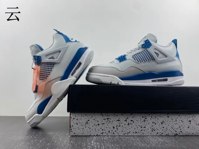 Nike Air Jordan 4 White Royal Blue Basketball Shoes 17