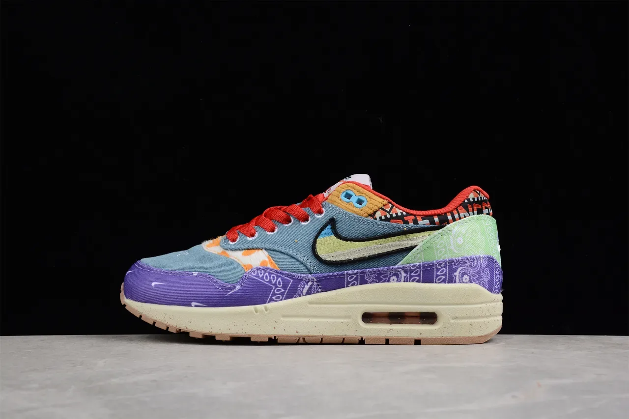 Nike Air Max 1 Multicolor Patchwork Bandana Lifestyle Sneakers 1