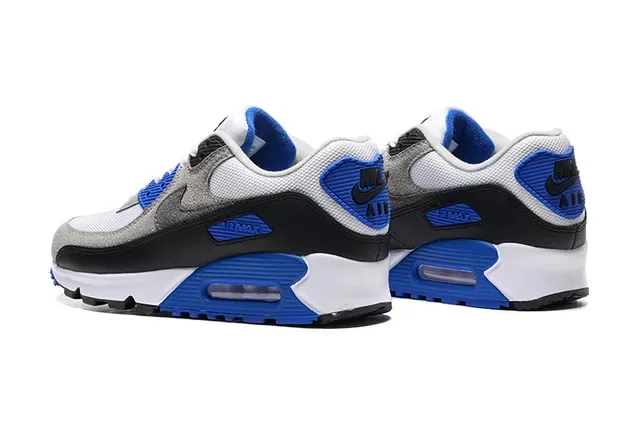 Nike Air Max 90 White Gray Black Blue Lifestyle Sneakers 3