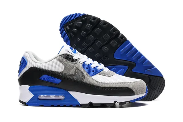 Nike Air Max 90 White Gray Black Blue Lifestyle Sneakers 4