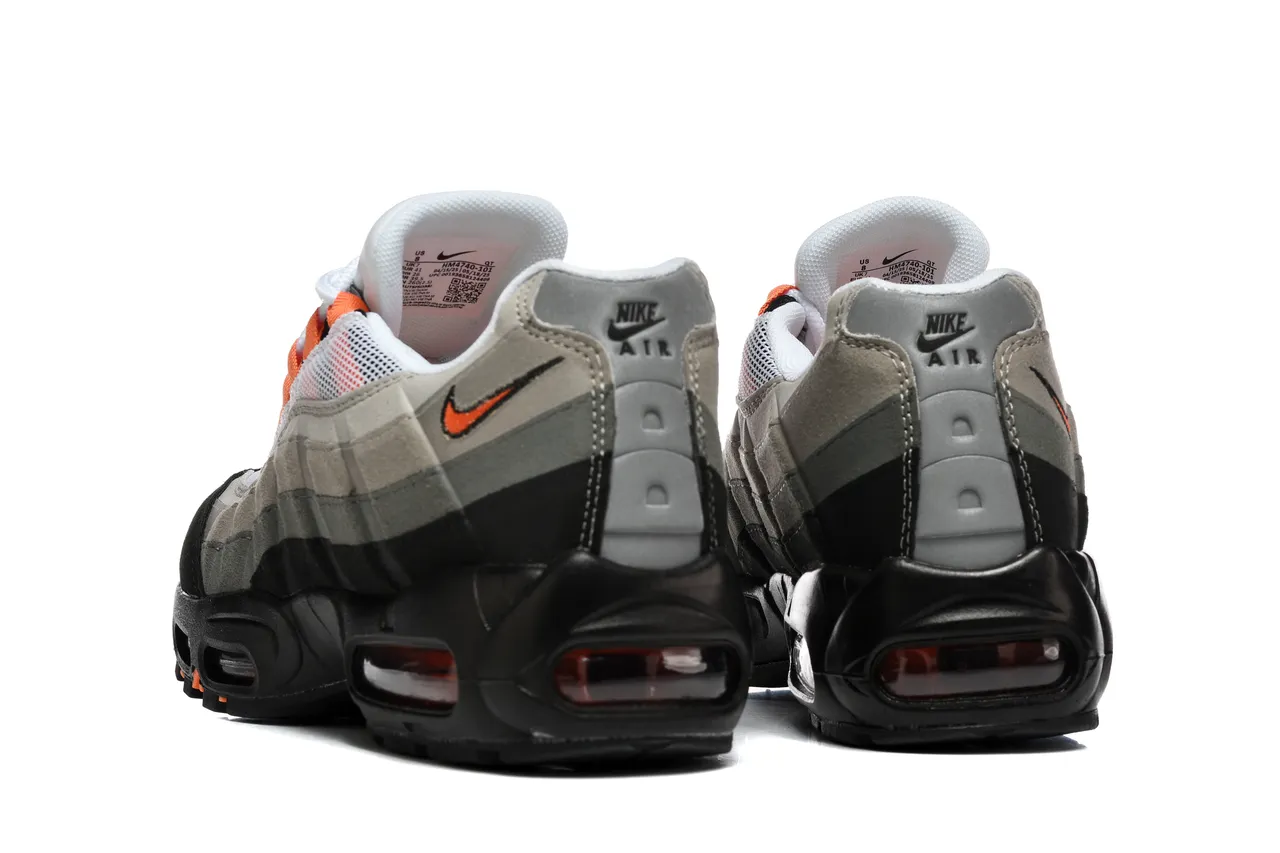 Nike Air Max 95 Gray Black Orange Lifestyle Sneakers 3