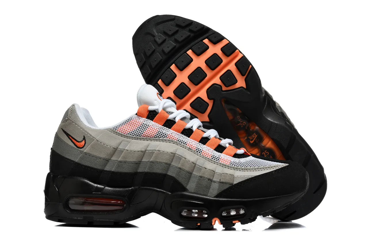 Nike Air Max 95 Gray Black Orange Lifestyle Sneakers 4