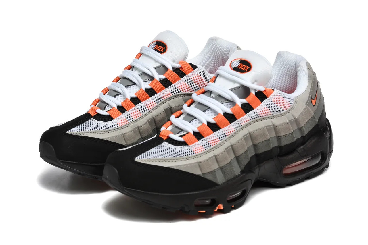 Nike Air Max 95 Gray Black Orange Lifestyle Sneakers 5