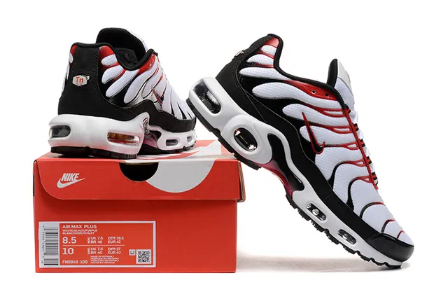 Nike Air Max Plus White Black Red Lifestyle Sneakers 6
