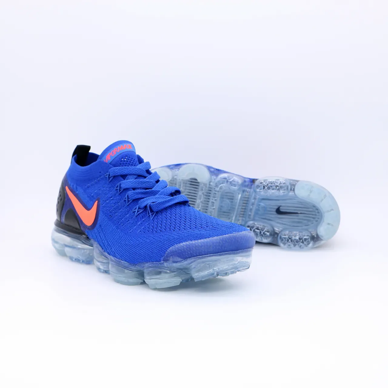 Nike Air VaporMax Flyknit Royal Blue Orange Lifestyle Sneakers 6